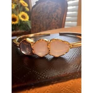 3 Stone Gold Plated Cuff Bracelet--Handmade Custom from Etsy